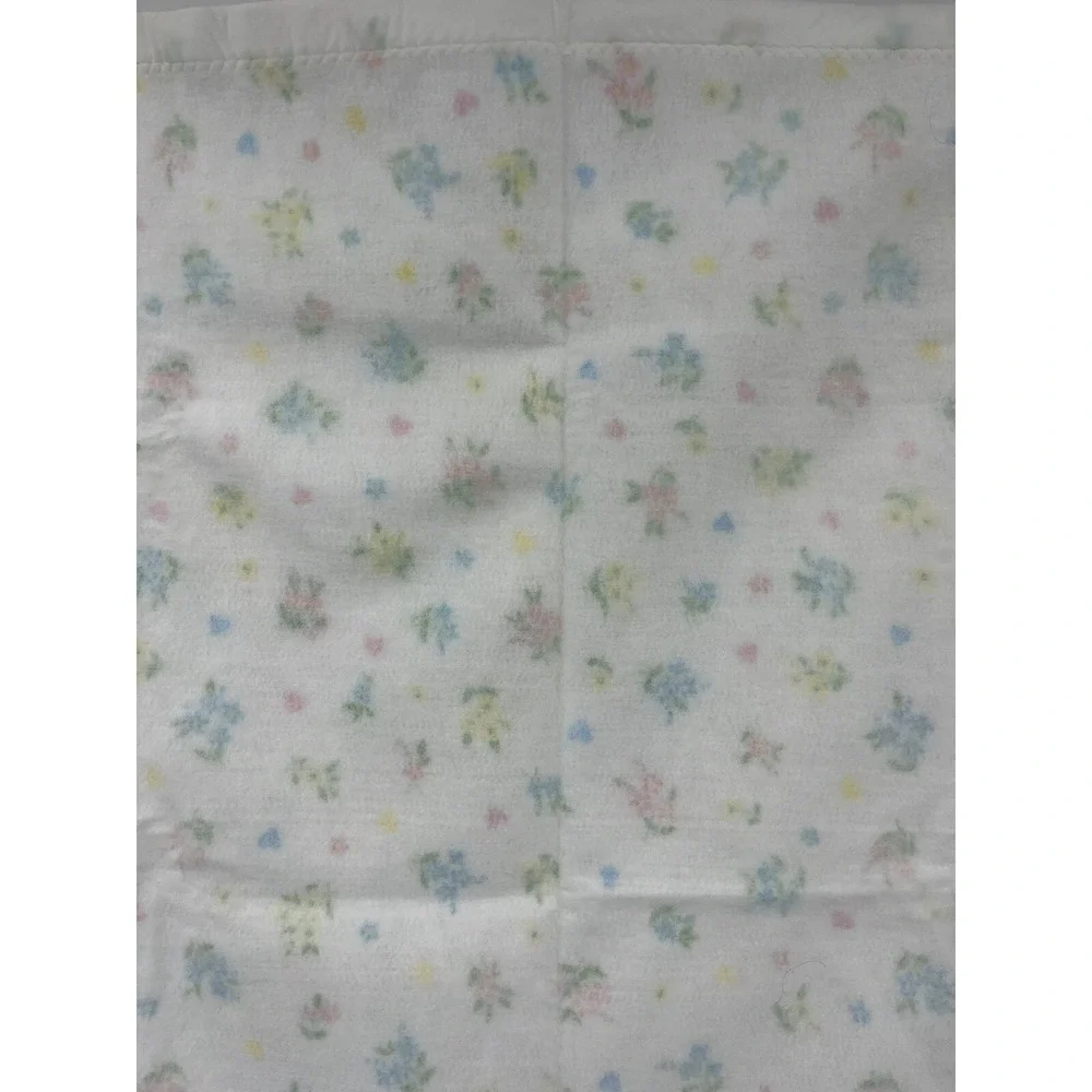 Vintage Chatham Baby Blanket Satin Trim Fleece Hearts Flowers Floral 40 x 44